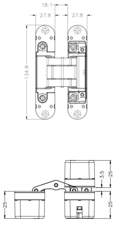 3D Concealed Door Hinge Matt Chrome