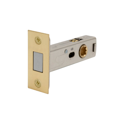 Modern interior doors latch, door hardware, door handles.
Satin Brass door latch Passage door latch
Zuperior Hardware online door handles shop USA