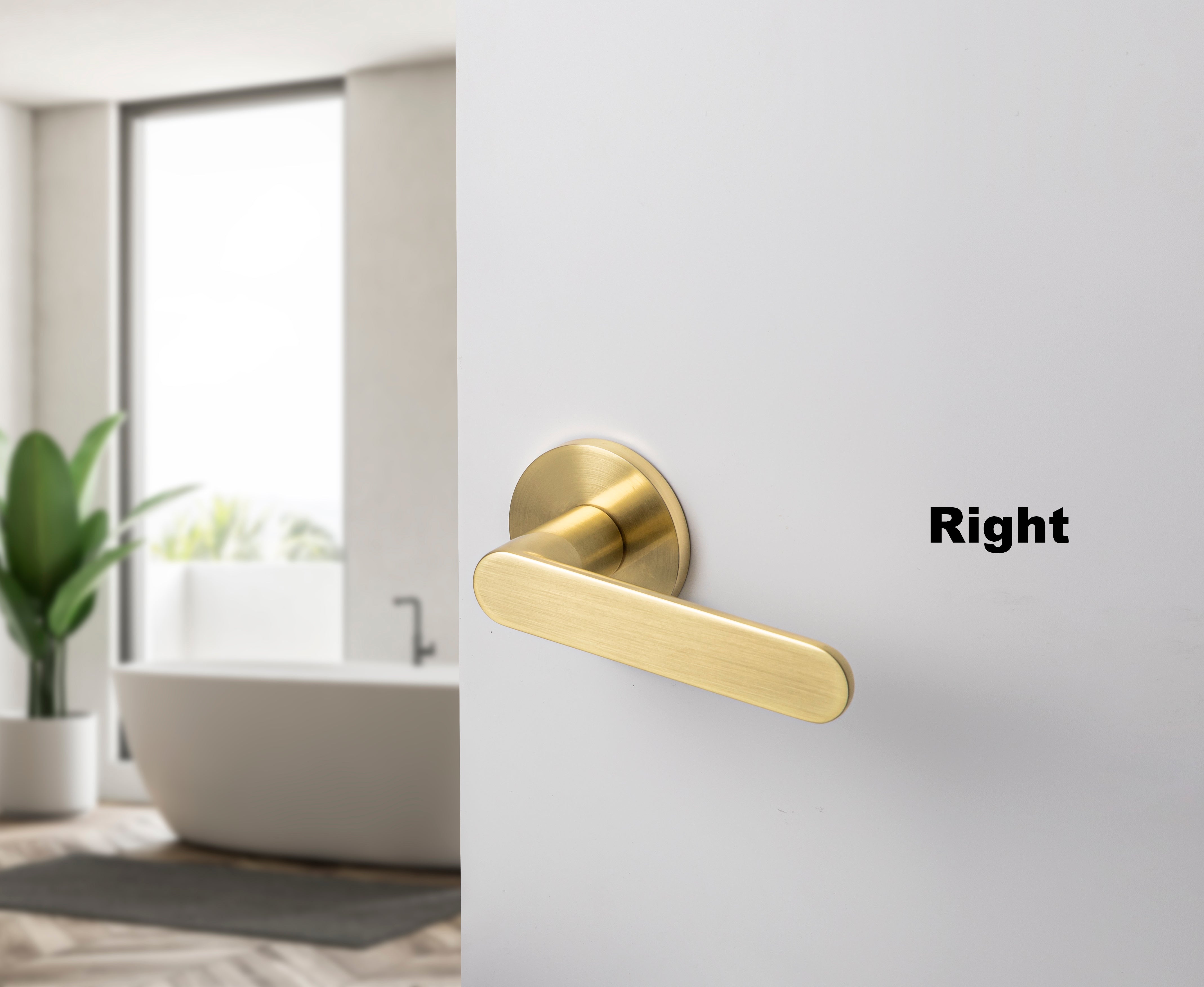 Lewon Satin Brass Passage Door Handle Set