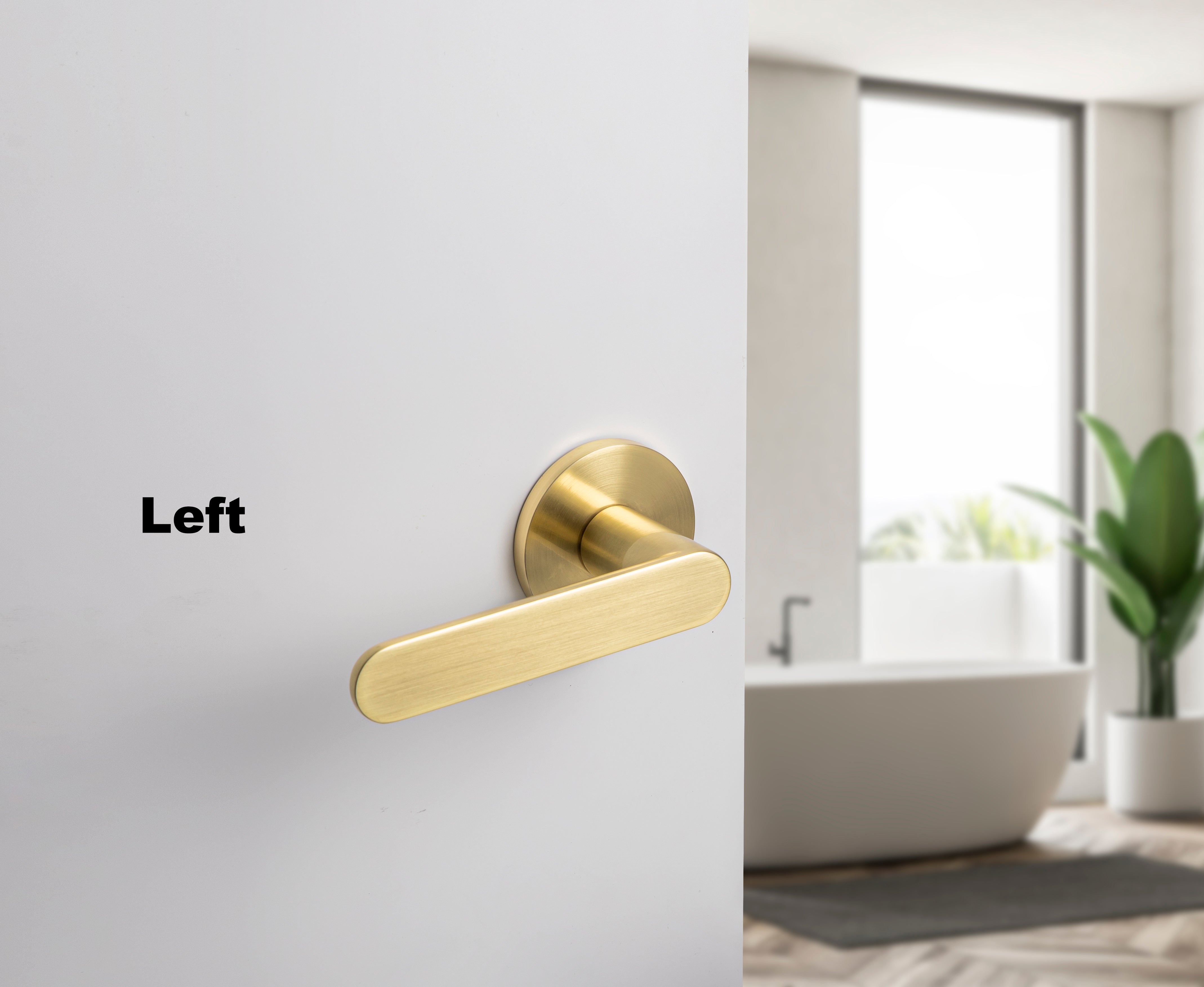 Lewon Satin Brass Passage Door Handle Set