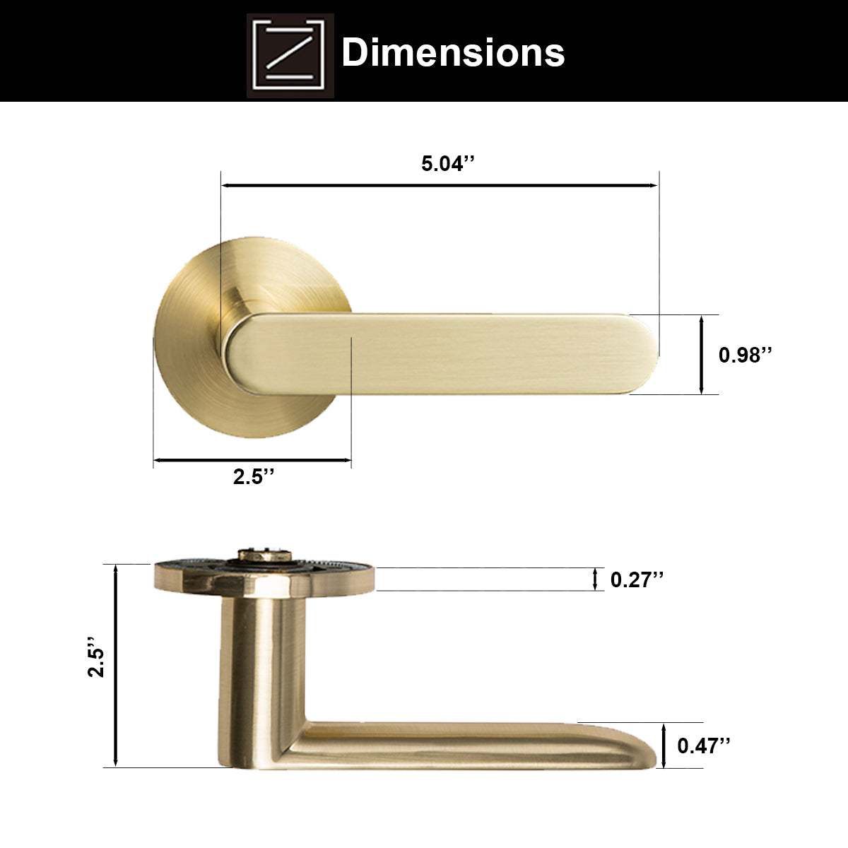 Lewon Satin Brass Passage Door Handle Set