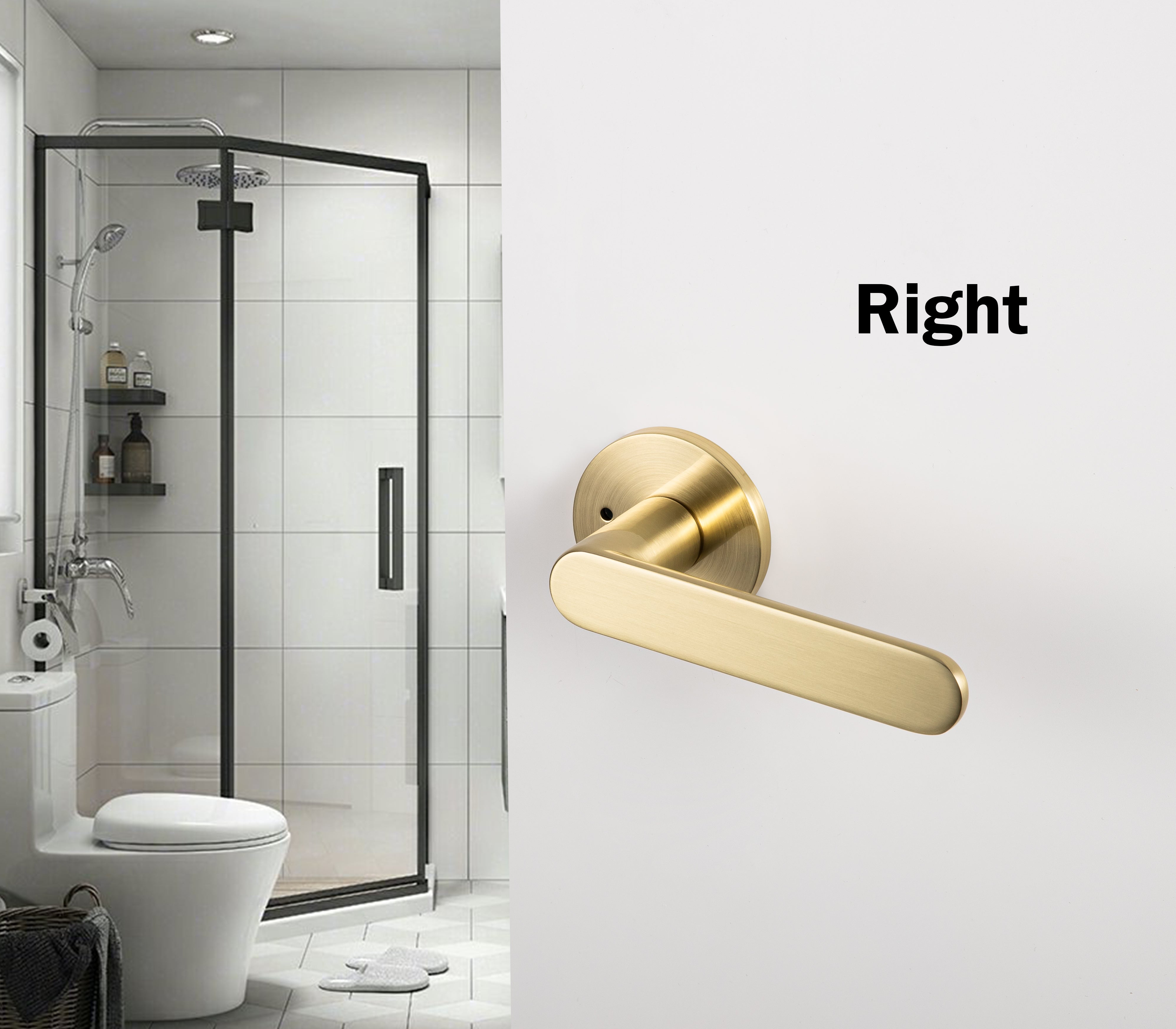 Yolo Satin Brass Privacy Door Handle Set