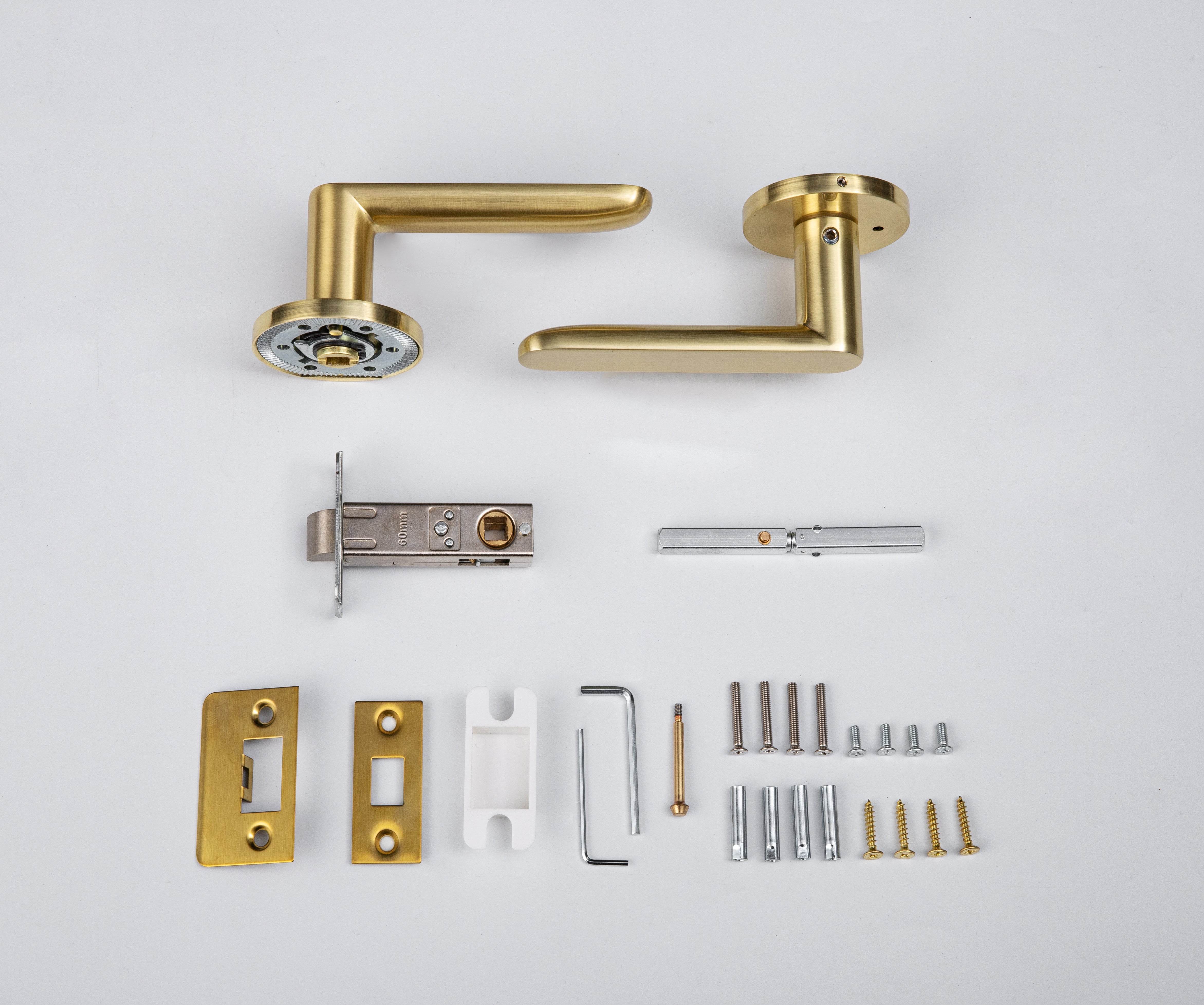 Yolo Satin Brass Privacy Door Handle Set