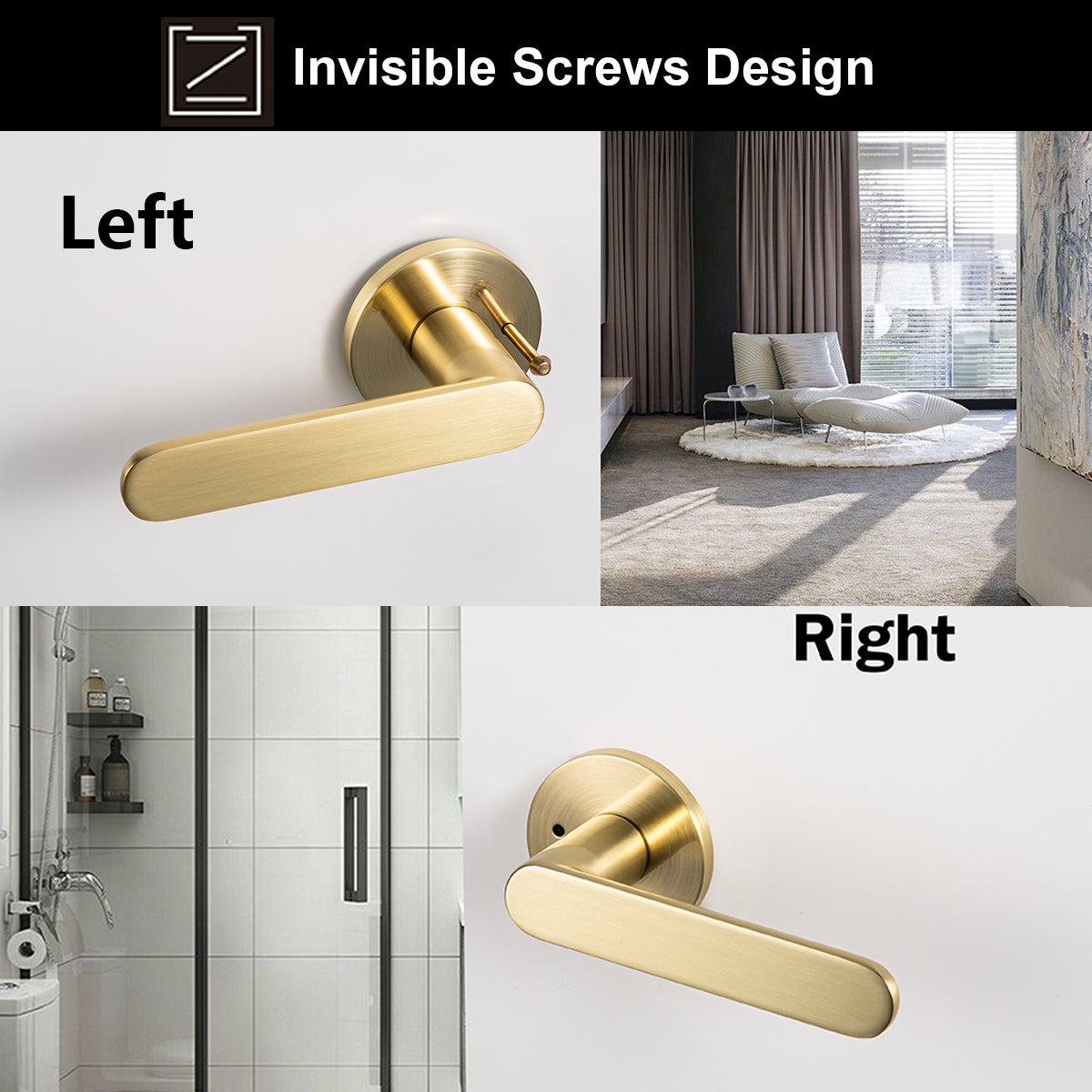 Yolo Satin Brass Privacy Door Handle Set